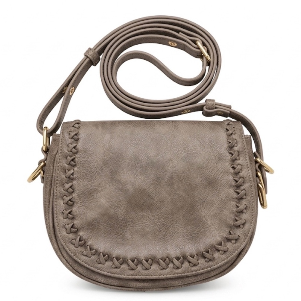 Urban Expressions Taupe Braided-Trim Crossbody Bag